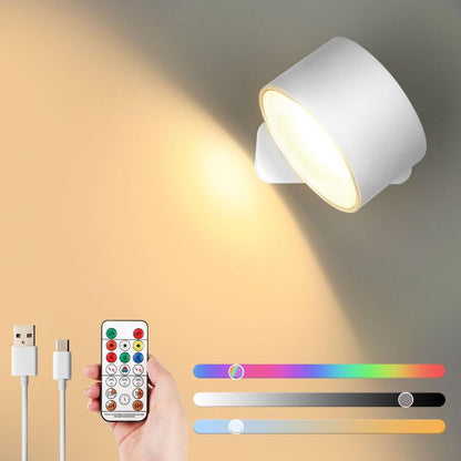 Rotatable LED wall lamp with touch remote control